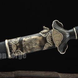 Chinese Jian Sword Song Dynasty Folded Pattern Steel Blade Clay Tempered Straight Double Edge Blade Sword 