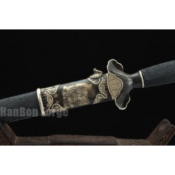 Chinese Jian Sword Song Dynasty Folded Pattern Steel Blade Clay Tempered Straight Double Edge Blade Sword 