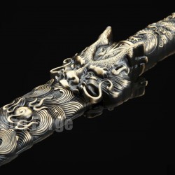 Chinese Sword Longwang Jian Hand Forged Folded Pattern Steel Blade Clay Tempered With Real Hamon