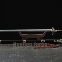 Chinese Sword Huolong Jian Dragon Sword Handmade Pattern Steel Clay Tempered Blade Copper Carved Dragon