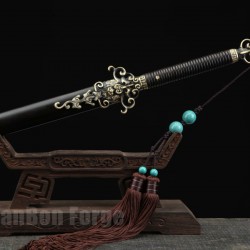 Chinese Sword Huolong Jian Dragon Sword Handmade Pattern Steel Clay Tempered Blade Copper Carved Dragon