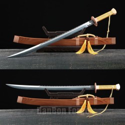 Chinese Sword Qing Dao Handmade Clay Tempered Blade Red Copper Fittings With Real Hamon