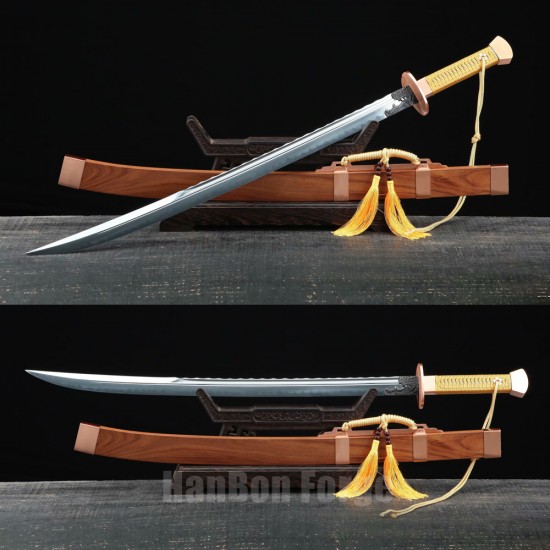 Chinese Sword Qing Dao Handmade Clay Tempered Blade Red Copper Fittings With Real Hamon