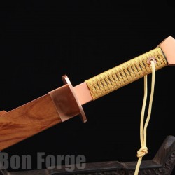 Chinese Sword Qing Dao Handmade Clay Tempered Blade Red Copper Fittings With Real Hamon