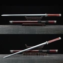 Chinese Sword Qin Dynasty Jian Hand Forged Pattern Steel Blade Copper Fittings Clay Tempered Traditional Sword