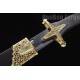 Chinese Sword Yuan Dynasty Yuanlang Yaodao(元朗腰刀) Fully Handmade Folded Steel Pattern Blade With Copper Fittings Ebony Scabbard