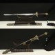 Chinese Sword Double Fishes Jian Pattern Steel Clay Tempered Fully Handmade Samurai Sword Inlaid Jade With Ebony Scabbard Chinese Sword Double Fishes Jian Pattern Steel Clay Tempered Fully Handmade Samurai Sword Inlaid Jade With Ebony Scabbard