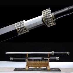 Chinese Sword Han Dynasty Jian Hand Forged Pattern Steel Eight Sides Full Tang Blade Ebony Scabbard Copper Fittings Chinese Sword Han Dynasty Jian Hand Forged Pattern Steel Eight Sides Full Tang Blade Ebony Scabbard Copper Fittings