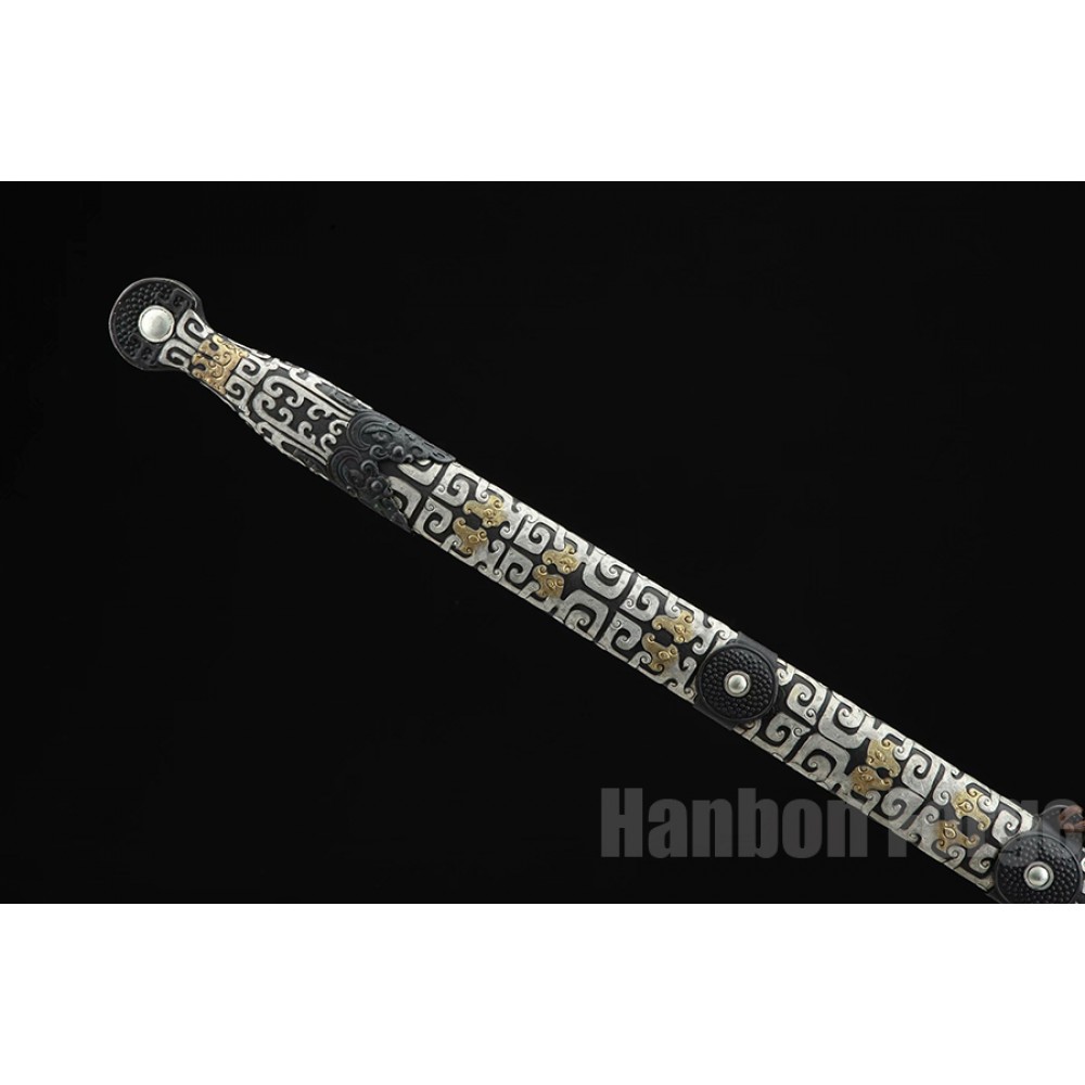 Chinese Sword Yueshen Jian Hand Pure Copper Carved Scabbard