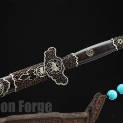 Chinese Sword Funiu Jian Bull Design Handmade Pattern Steel Pure copper carving Fittings Clay Tempered Hand Polished