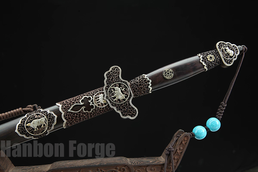 Chinese Sword Funiu Jian Bull Design Handmade Pattern Steel