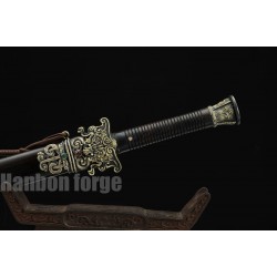 Chinese Jian Sword Hand Forged Clay Tempered Pattern Steel Traditional Snake Jian With Carved Copper Fittings