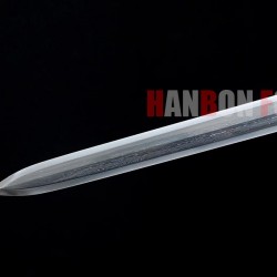 Chinese Sword Four Beasts Han Jian Hand Forged Pattern Steel Blade Hand Polish With Brass Fittings