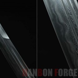 Chinese Dragon Qing Dao Sword Hand Forged Pattern Steel With Clay Tempered Blade Real Rayskin Scabbard