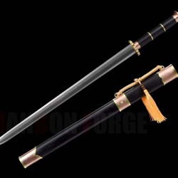 Chinese Plum Bossom Qin Jian Folded Steel Pattern Blade Red Copper and Brass Fittings
