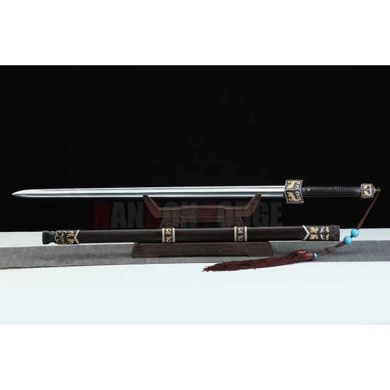 Chinese Emperor Qin Shihuang Jian Full Tang Folded Steel Blade Practice Tai Chi Sword