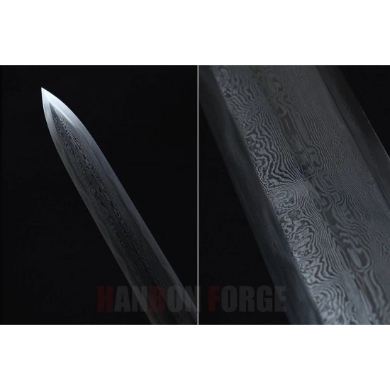 Chinese Han Dynasty General Jian Handmade Eight-sided 1095 Folded Steel With Clay Tempereed Blade