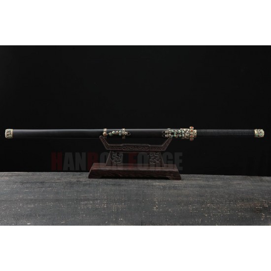 Chinese Qin Dynasty Chihu Jian Sword Folded Steel With Clay Tempered Blade Brass Fittings