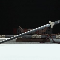 Chinese Kirin Auspicious Tang Jian Folded Steel With Clay Tempered Blade Full Rayskin Scabbard