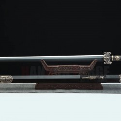 Chinese Flying Dragon Han Jian Pattern Steel Full Tang Blade With Brass Fittings
