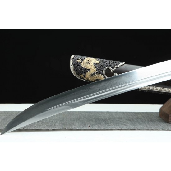 Chinese Dao Sword Folded Pattern Steel Full Tang Blade Clay Tempered Samurai sword