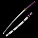 Handmade Japanese Katana Sword – 1095 Steel, Purple Tsuka-Ito, White Gloss Saya, Golden Fittings