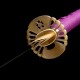 Handmade Japanese Katana Sword – 1095 Steel, Purple Tsuka-Ito, White Gloss Saya, Golden Fittings