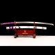 Handmade Japanese Katana Sword – 1095 Steel, Purple Tsuka-Ito, White Gloss Saya, Golden Fittings
