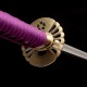 Handmade Japanese Katana Sword – 1095 Steel, Purple Tsuka-Ito, White Gloss Saya, Golden Fittings