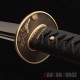 Hand-Forged Japanese Katana Sword | 1095 Steel | Wolf & Moon Themed Fittings | Black Tsuka-Ito | Matte Black Saya Hand-Forged Japanese Katana Sword | 1095 Steel | Wolf & Moon Themed Fittings | Black Tsuka-Ito | Matte Black Saya