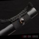 Hand-Forged Japanese Katana Sword | 1095 Steel | Wolf & Moon Themed Fittings | Black Tsuka-Ito | Matte Black Saya Hand-Forged Japanese Katana Sword | 1095 Steel | Wolf & Moon Themed Fittings | Black Tsuka-Ito | Matte Black Saya