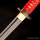 Hand-Forged Japanese Katana Sword – T10 Steel, Red Cotton Wrap, Mirror Polished Blade