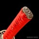 Hand-Forged Japanese Katana Sword – T10 Steel, Red Cotton Wrap, Mirror Polished Blade