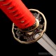 Hand-Forged Japanese Katana Sword – T10 Steel, Red Cotton Wrap, Mirror Polished Blade