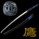 Handmade T10 Steel Katana Sword with Blue Ito, Black Rayskin, Eagle Fittings, and Mirror Polished Blade