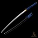 Handmade T10 Steel Katana Sword with Blue Ito, Black Rayskin, Eagle Fittings, and Mirror Polished Blade
