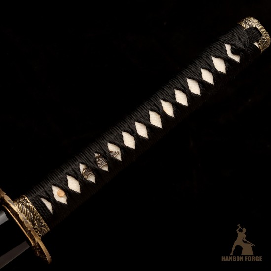 Handmade Japanese Katana Sword | T10 Steel Shinogi-Zukuri with Wave-Themed Fittings & Mirror Polish Handmade Japanese Katana Sword | T10 Steel Shinogi-Zukuri with Wave-Themed Fittings & Mirror Polish