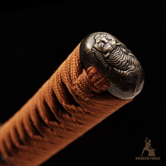 T10 Steel Handmade Samurai Katana | Tiger Theme Sword | Mirror Polished Japanese Sword