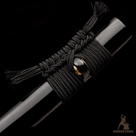 Handmade T10 Steel Samurai Katana | Black & White Rayskin Sword | Samurai & Japanese Architecture Fittings