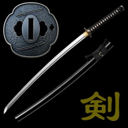 Handmade T10 Steel Samurai Katana | Black & White Rayskin Sword | Samurai & Japanese Architecture Fittings Handmade T10 Steel Samurai Katana | Black & White Rayskin Sword | Samurai & Japanese Architecture Fittings