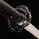 Hand-Forged T10 Steel Katana Sword with Black Snake-Themed Fittings and Matte Black Saya