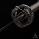 Hand-Forged T10 Steel Katana Sword with Black Snake-Themed Fittings and Matte Black Saya