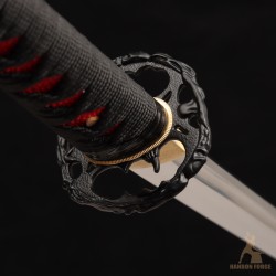 Handforged T10 Steel Mirror Polished Katana with Black Glossy Saya