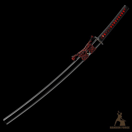 Handforged T10 Steel Mirror Polished Katana with Black Glossy Saya Handforged T10 Steel Mirror Polished Katana with Black Glossy Saya