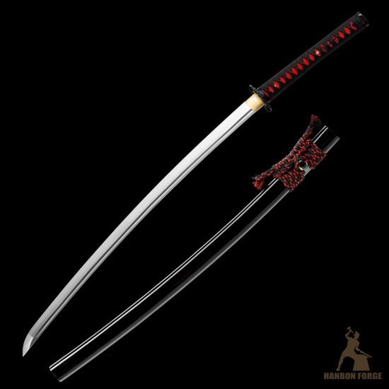 Handforged T10 Steel Mirror Polished Katana with Black Glossy Saya Handforged T10 Steel Mirror Polished Katana with Black Glossy Saya