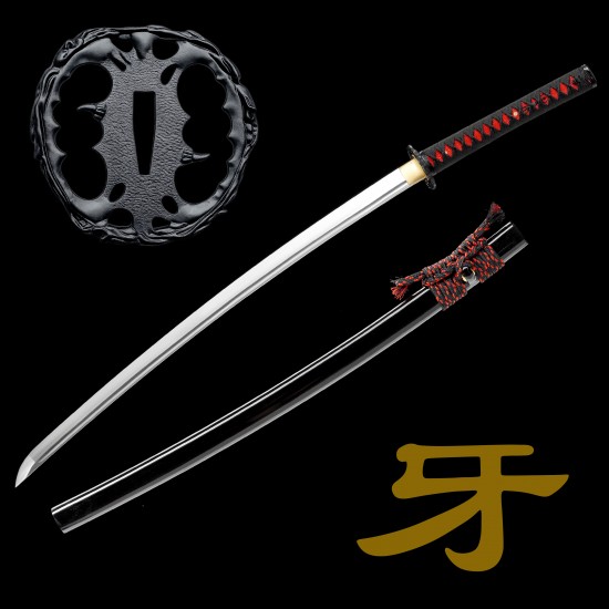 Handforged T10 Steel Mirror Polished Katana with Black Glossy Saya Handforged T10 Steel Mirror Polished Katana with Black Glossy Saya
