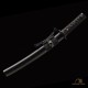 Handmade 1095 Folded Steel Clay Tempered Black Tanto Sword – Real Hamon Japanese Samurai Tanto with Sakura Fittings
