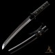 Handmade 1095 Folded Steel Clay Tempered Black Tanto Sword – Real Hamon Japanese Samurai Tanto with Sakura Fittings
