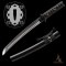 Handmade 1095 Folded Steel Clay Tempered Black Tanto Sword – Real Hamon Japanese Samurai Tanto with Sakura Fittings