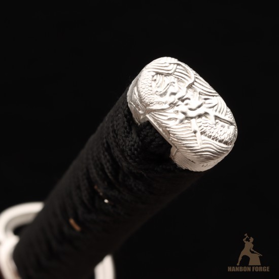 Handmade T10 Steel Katana Sword – Shinogi-Zukuri, Musashi Silver Fittings, Mirror Polish Handmade T10 Steel Katana Sword – Shinogi-Zukuri, Musashi Silver Fittings, Mirror Polish